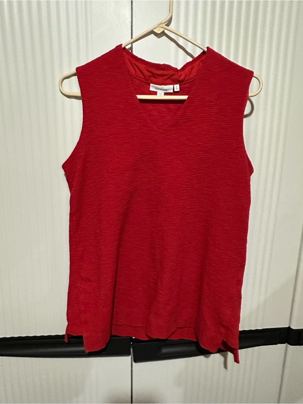 Chico's Vibrant Red Sleeveless Textured Tank L/US12